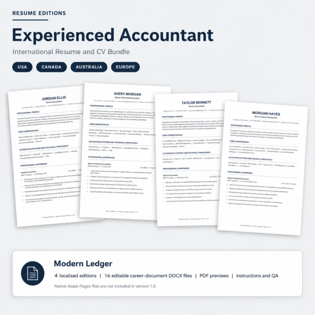 Experienced accountant international resume and CV bundle