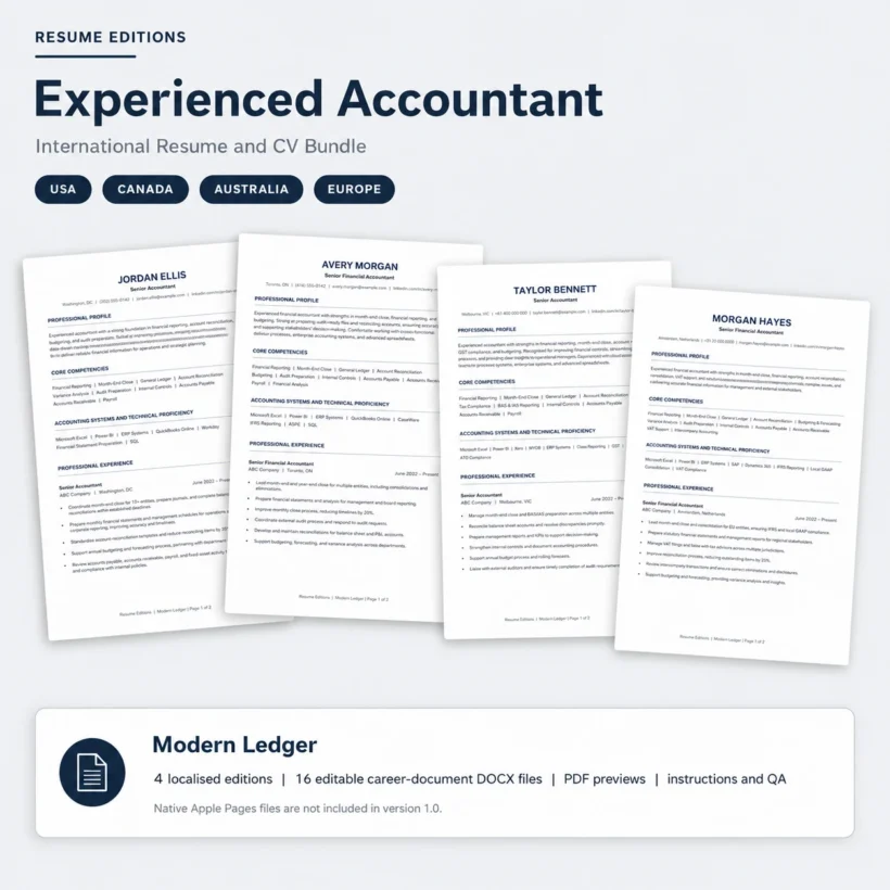 Experienced accountant international resume and CV bundle