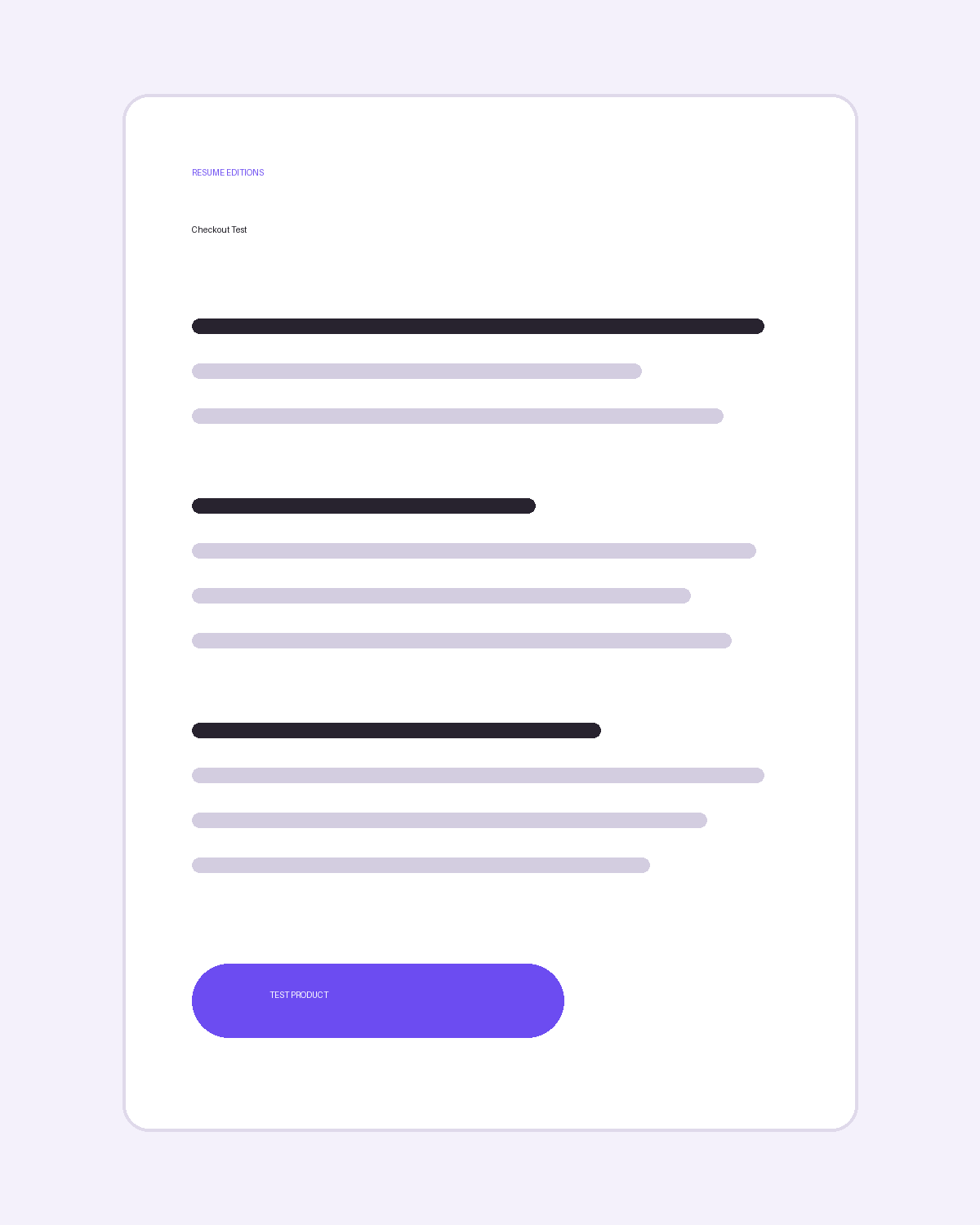 Resume Editions Checkout Test